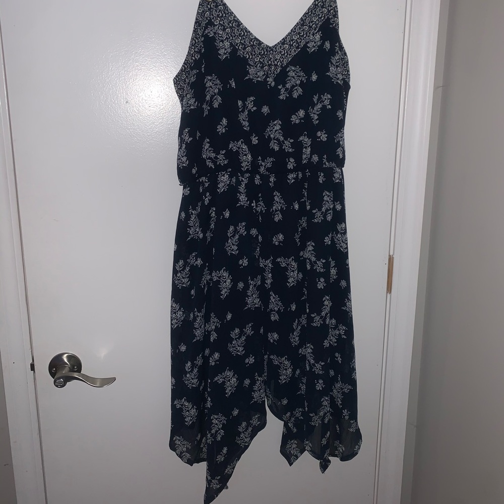 Navy Blue Patterned Dress